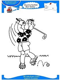 Çocuklar İçin Golf Boyama Sayfaları 